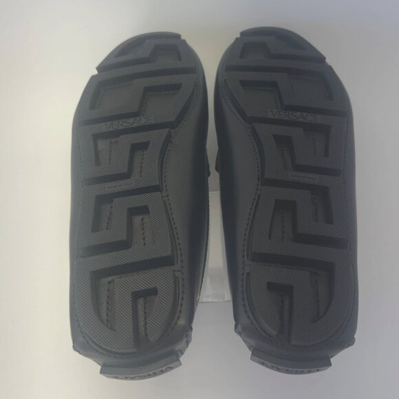 Versace Driver Medusa Shoes Vitello Black Leather Women Flats Size IT40 US10 - Picture 8 of 15